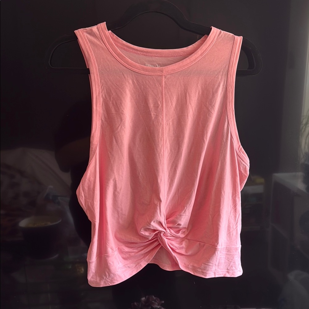 Old Navy Pink Twist Front Muscle Tee